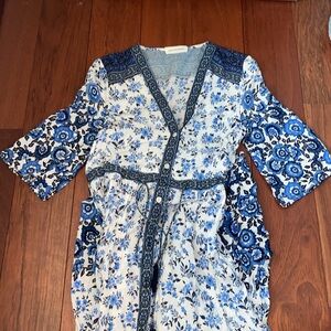 Blue and white floral maxi sundress